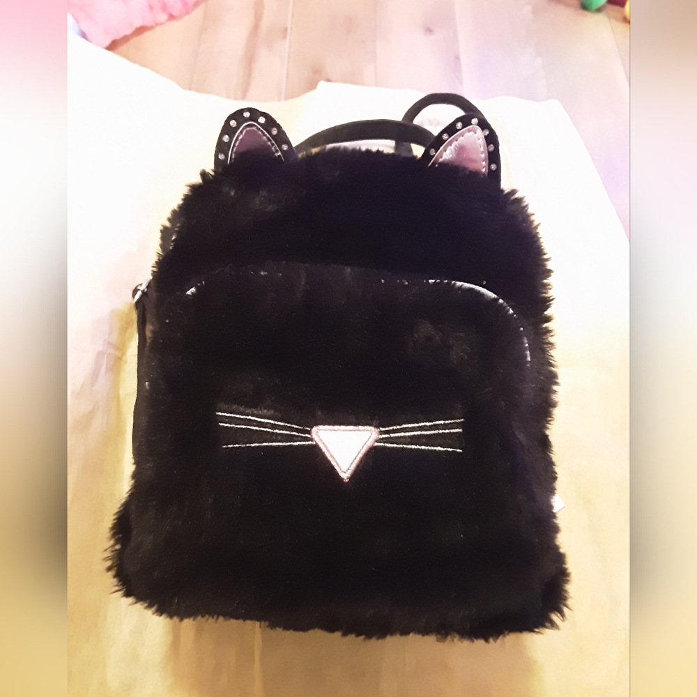 Target Girl's Black Kitty Backpack 8" X 8" - Picture 2 of 11
